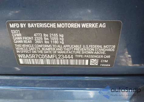2021 BMW 330I xDrive from USA, damaged, VIN WBA5R7C05MFL23444
